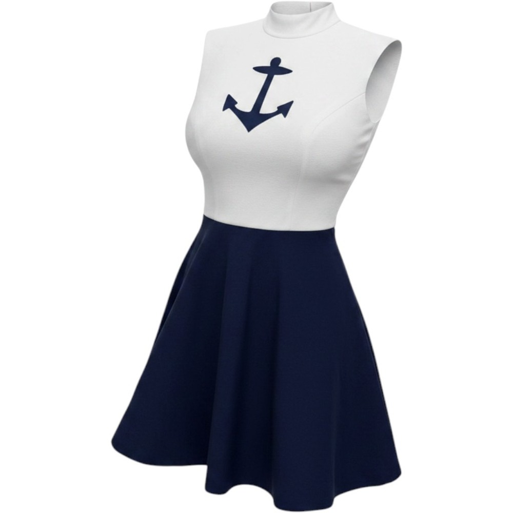 60s Nautical Anchor Mod Dress Union Made Sailor Mini Dress SZ Small Vintage